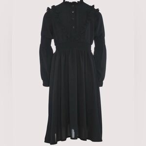 Minimal Elegant Black Ruffle Dress NWT